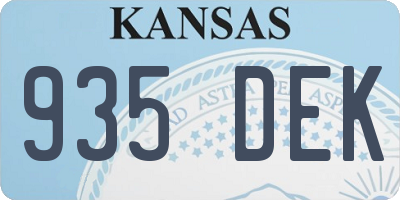 KS license plate 935DEK