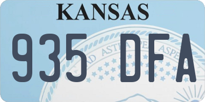 KS license plate 935DFA