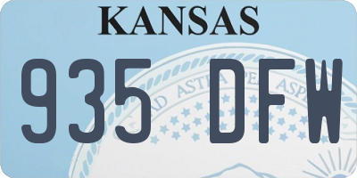 KS license plate 935DFW