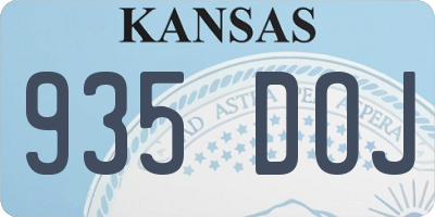 KS license plate 935DOJ