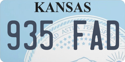 KS license plate 935FAD