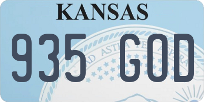 KS license plate 935GOD