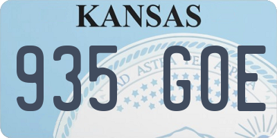 KS license plate 935GOE