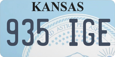KS license plate 935IGE