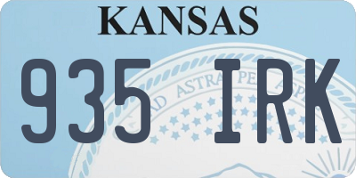KS license plate 935IRK
