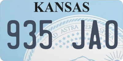 KS license plate 935JAO