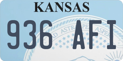 KS license plate 936AFI