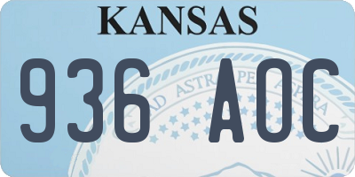 KS license plate 936AOC