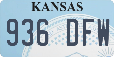 KS license plate 936DFW
