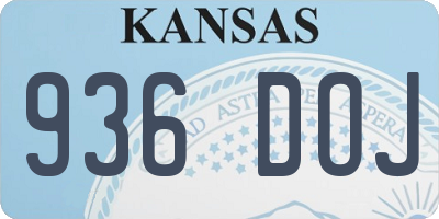 KS license plate 936DOJ