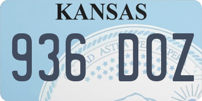 KS license plate 936DOZ