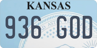 KS license plate 936GOD