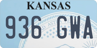 KS license plate 936GWA