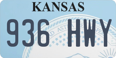KS license plate 936HWY