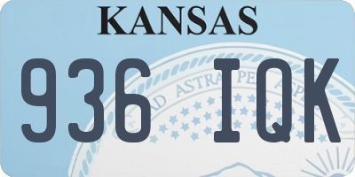 KS license plate 936IQK