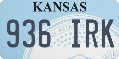 KS license plate 936IRK