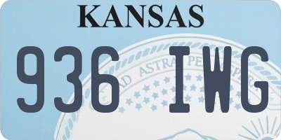 KS license plate 936IWG