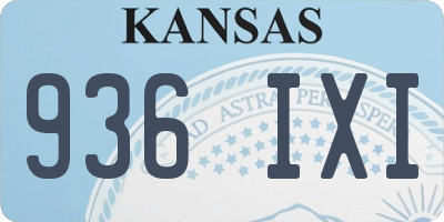 KS license plate 936IXI