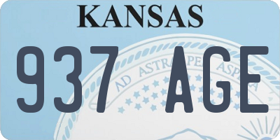 KS license plate 937AGE