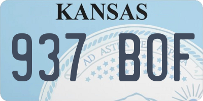 KS license plate 937BOF