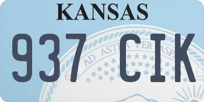 KS license plate 937CIK