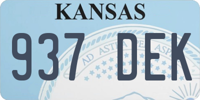 KS license plate 937DEK