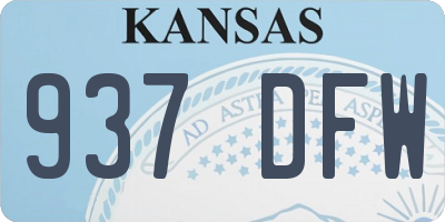 KS license plate 937DFW