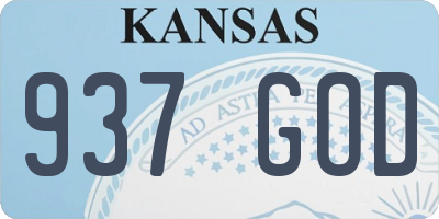 KS license plate 937GOD