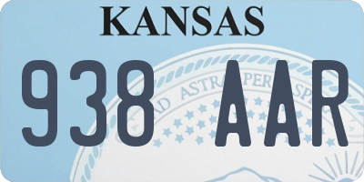 KS license plate 938AAR