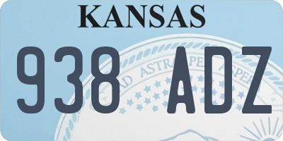 KS license plate 938ADZ
