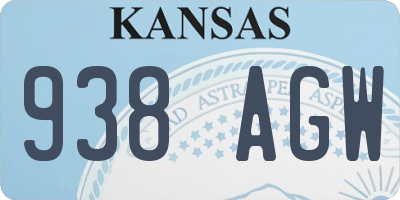 KS license plate 938AGW