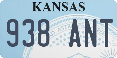 KS license plate 938ANT