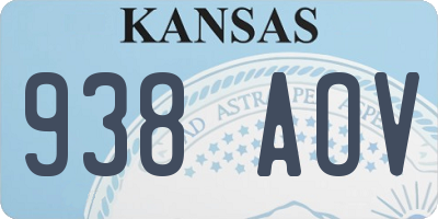 KS license plate 938AOV