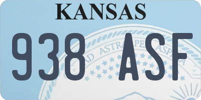 KS license plate 938ASF
