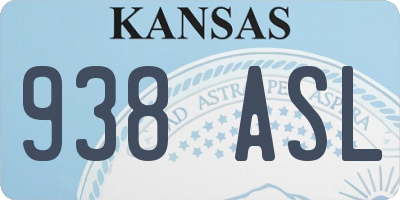KS license plate 938ASL