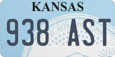 KS license plate 938AST