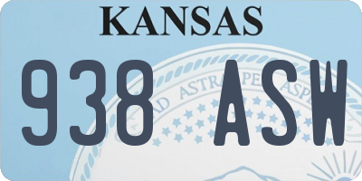 KS license plate 938ASW