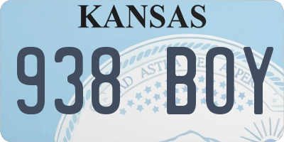 KS license plate 938BOY