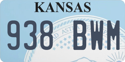 KS license plate 938BWM
