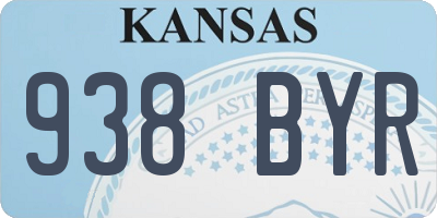 KS license plate 938BYR