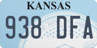 KS license plate 938DFA