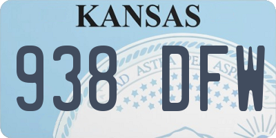 KS license plate 938DFW