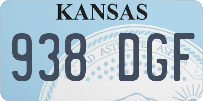 KS license plate 938DGF