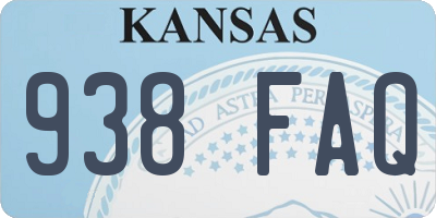 KS license plate 938FAQ