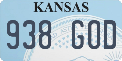 KS license plate 938GOD