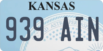 KS license plate 939AIN