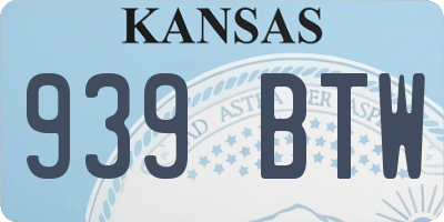 KS license plate 939BTW