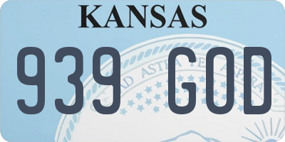 KS license plate 939GOD