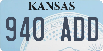 KS license plate 940ADD