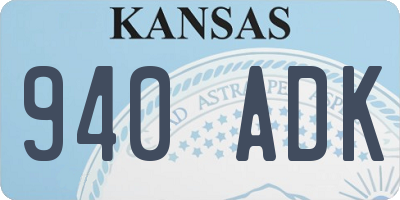 KS license plate 940ADK